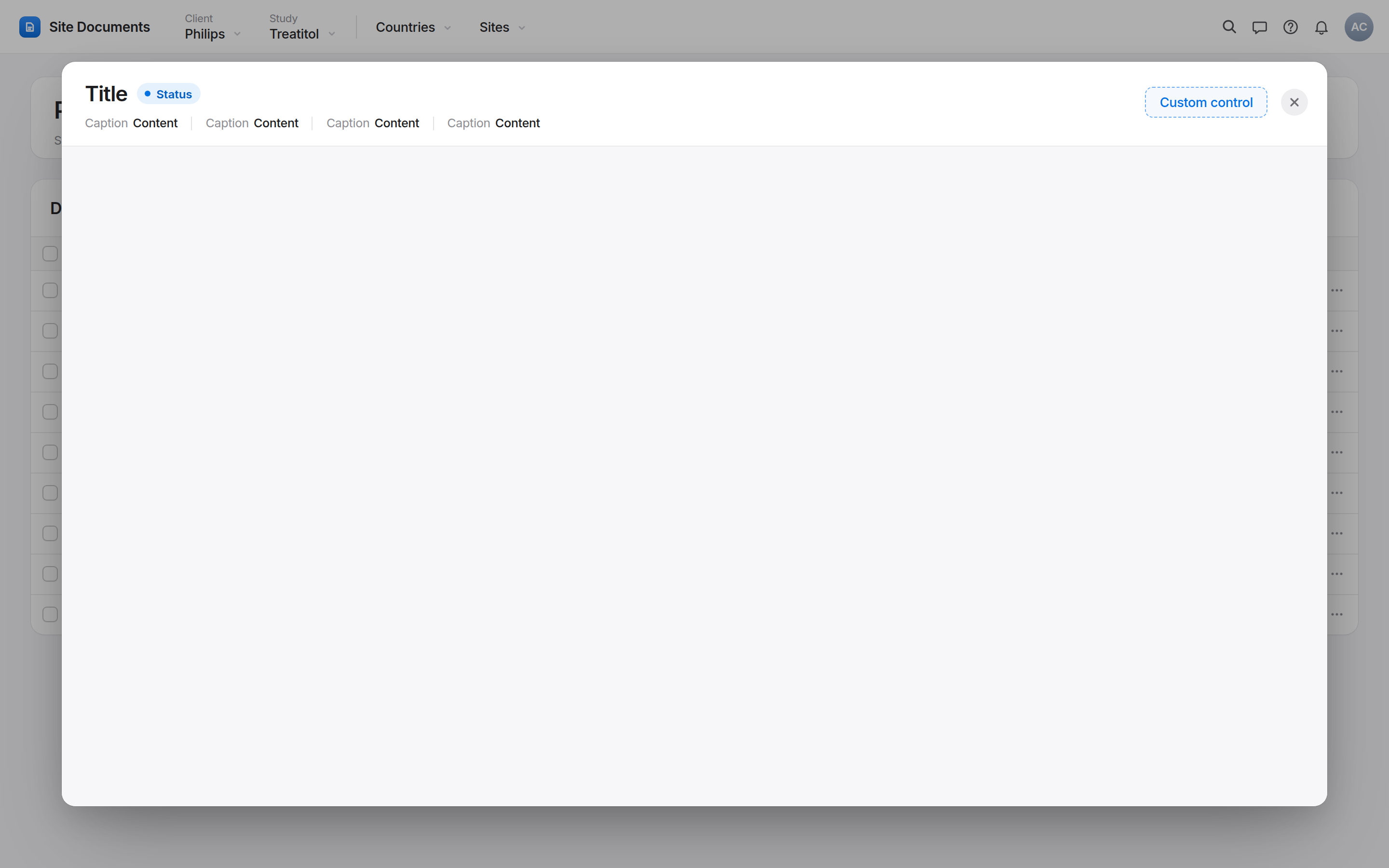 Custom content variant: the shared shell around a blank content area
