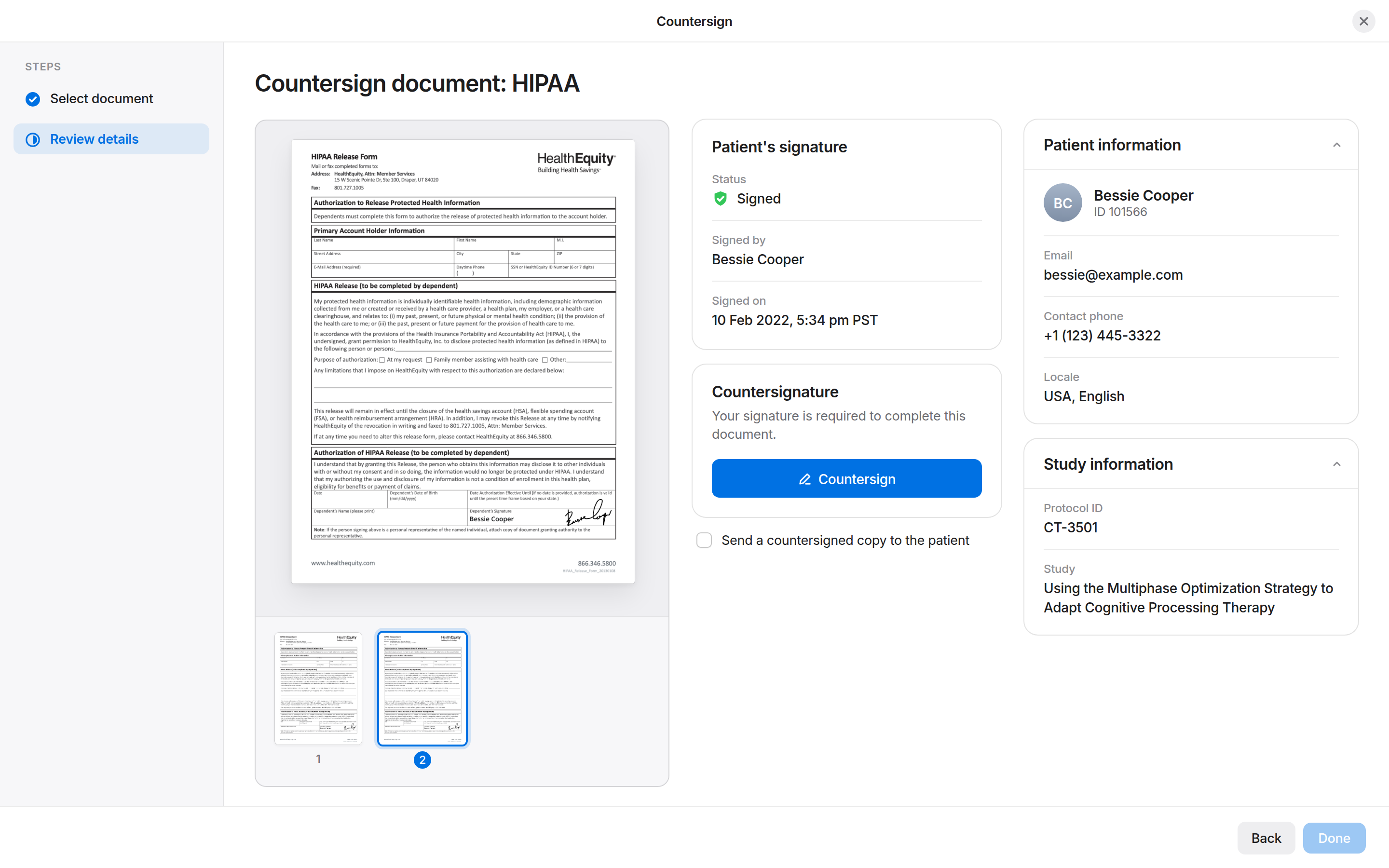 Countersign flow in the custom content variant