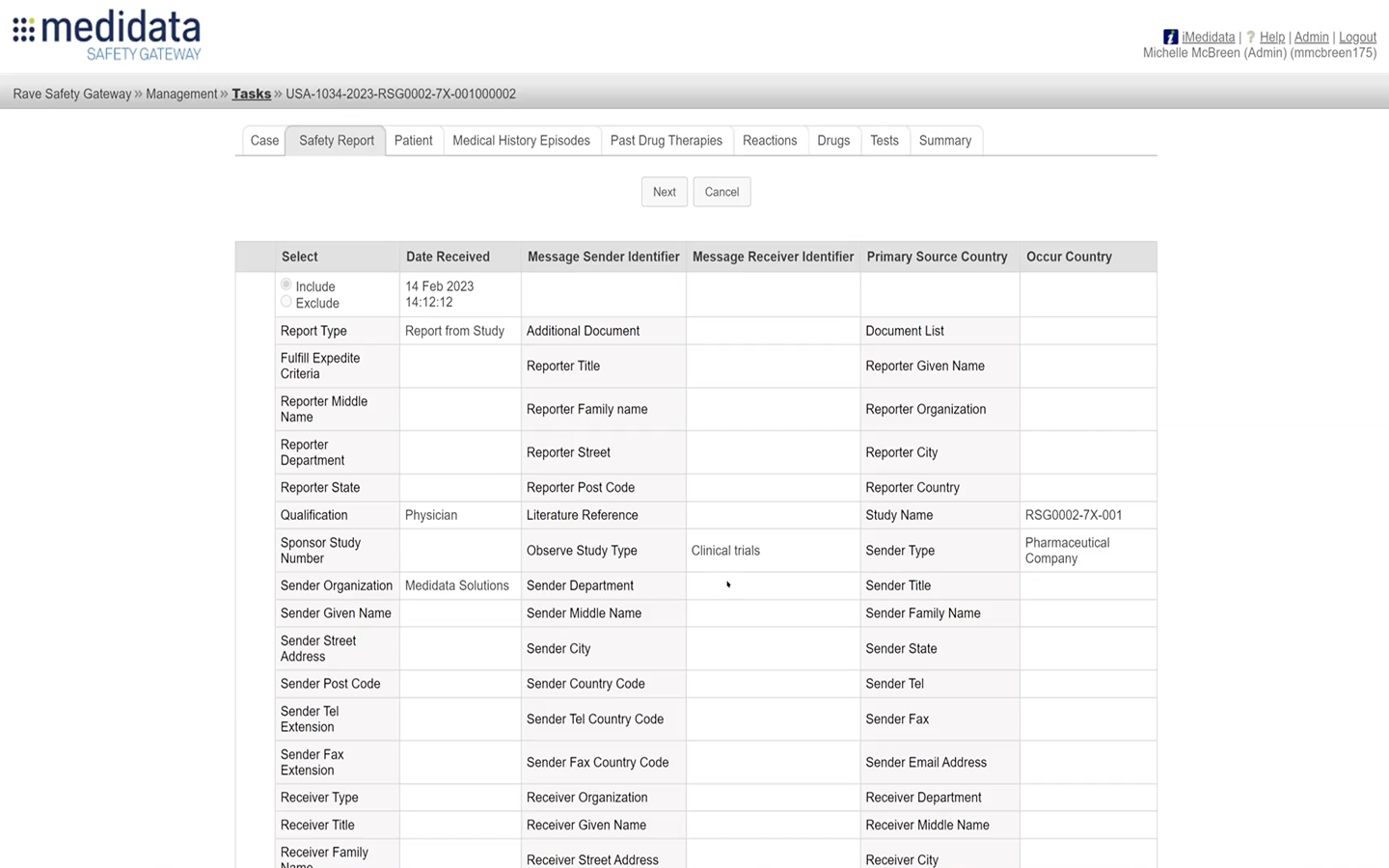 Before — safety report review with confusing column headers