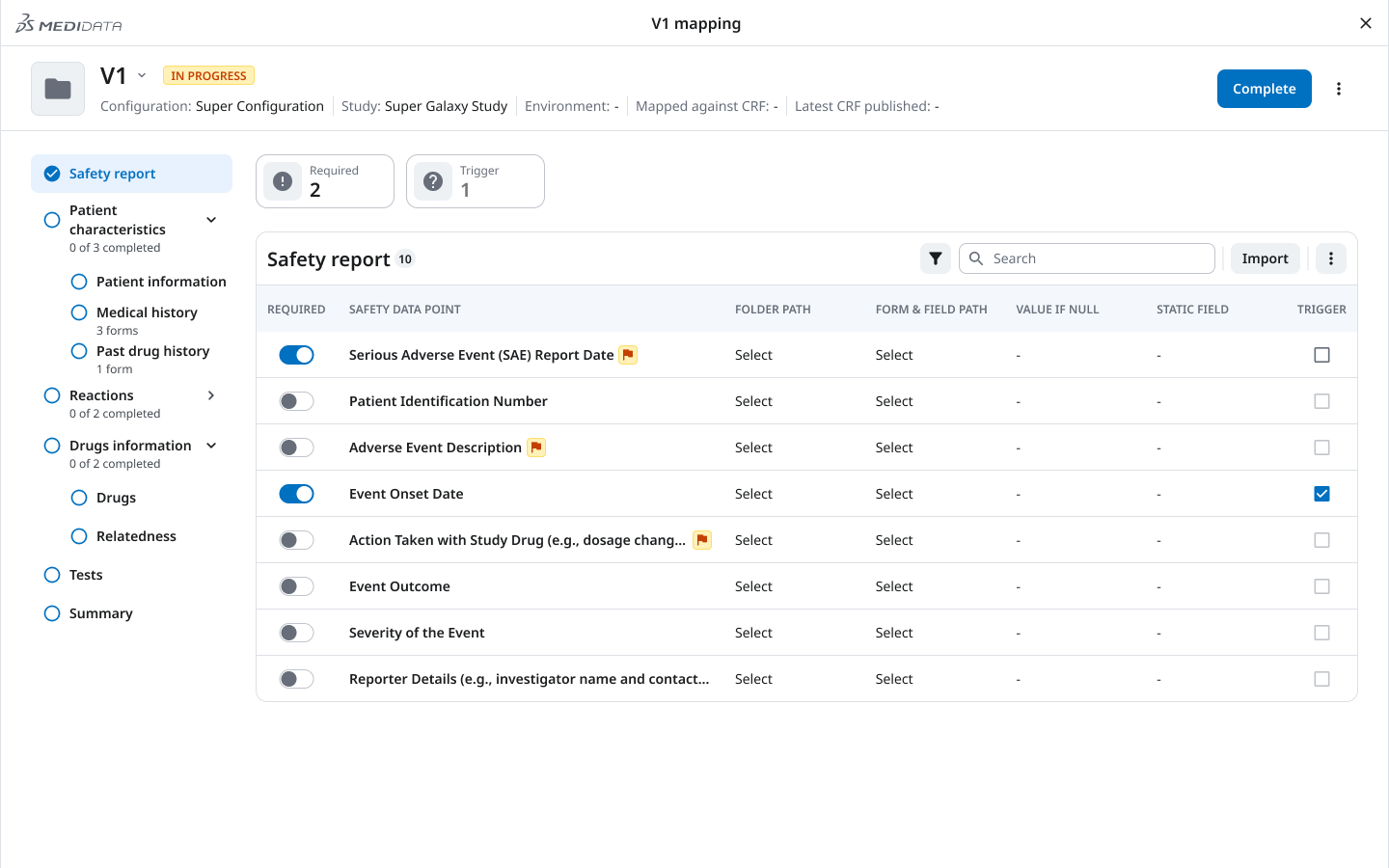New navigation — persistent sidebar with section hierarchy and field mapping interface