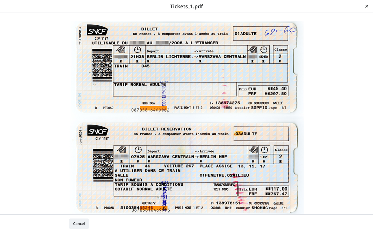 Bare modal viewer — full-screen overlay, no thumbnail nav, single Cancel button