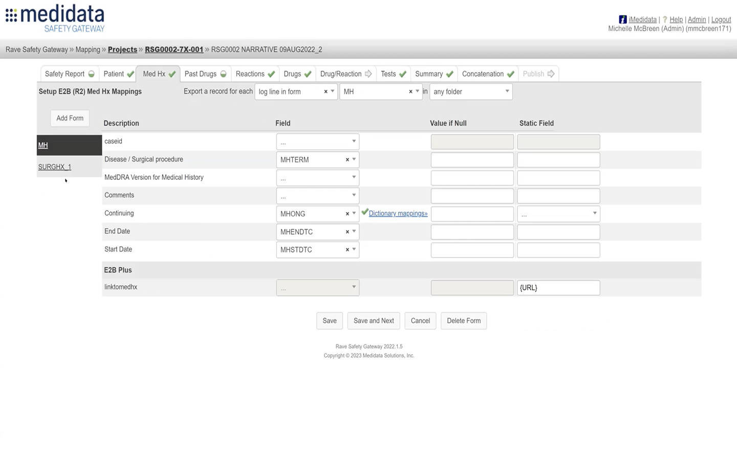 Legacy mapping form